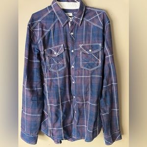 BKE Western Style Snap Button Shirt-Athletic Fit Stretch size medium